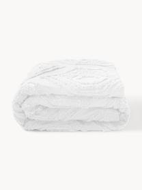 Copriletto con decorazione a ciuffi Faye, 100% cotone, Bianco, Larg. 240 x Lung. 260 cm (per letti da 200 x 200)