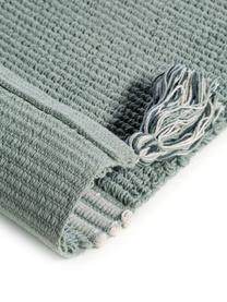 Tappeto bagno con nappe Dust, 100% cotone, Menta, Larg. 50 x Lung. 85 cm