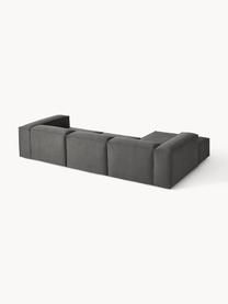 Modulares Ecksofa Lennon, Bezug: 100 % Polyester Der strap, Gestell: Massives Kiefernholz, Spe, Webstoff Anthrazit, B 327 x T 180 cm, Eckteil links