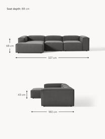 Narożna sofa modułowa Lennon, Tapicerka: 100% poliester Dzięki tka, Stelaż: lite drewno sosnowe, skle, Nogi: tworzywo sztuczne Ten pro, Antracytowa tkanina, S 327 x G 180 cm, lewostronna