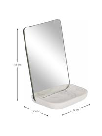 Miroir de salle de bain avec tablette Sharif, Blanc, gris, larg. 12 x haut. 18 cm