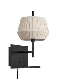 Klassieke wandlamp Dicte met stekker, Lampenkap: stof, Beige, zwart, B 21 cm x H 38 cm