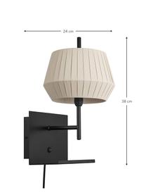 Klassieke wandlamp Dicte met stekker, Lampenkap: stof, Beige, zwart, B 21 cm x H 38 cm