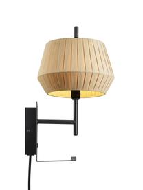 Klassieke wandlamp Dicte met stekker, Lampenkap: stof, Beige, zwart, B 21 cm x H 38 cm