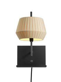 Klassische Wandleuchte Dicte mit Stecker, Lampenschirm: Stoff, Beige, Schwarz, B 21 x H 38 cm