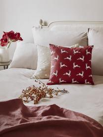 Kissenhülle Deers in Rot/Weiß, 100% Baumwolle, Panamabindung, Dunkelrot, Ecru, 40 x 40 cm