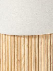 Čalouněný taburet s úložným prostorem Nala, Světle béžová, světlé dřevo, Ø 50 cm, V 44 cm