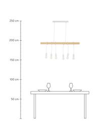 Grosse Pendelleuchte Townshend aus Holz, Baldachin: Stahl, lackiert, Weiss, Gummibaumholz, B 100 x T 10 cm