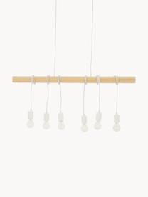 Grote hanglamp Townshend van hout, Baldakijn: gelakt staal, Wit, rubberhout, B 100  x D 10 cm