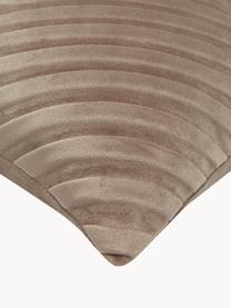 Fluwelen kussenhoes Lucie in taupe met structuur-oppervlak, 100% fluweel (polyester), Beige, B 45 x L 45 cm