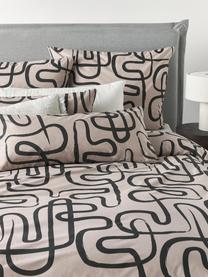 Poszewka na poduszkę z bawełny Malu, Nugatowy, czarny, S 70 x D 80 cm