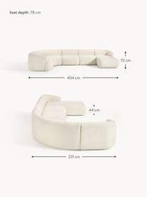 Divano componibile in teddy Sofia, Rivestimento: teddy (100% polipropilene, Struttura: legno di abete rosso, tru, Piedini: plastica Il materiale uti, Teddy bianco latte, Larg. 404 x Prof. 231 cm, chaise longue a sinistra