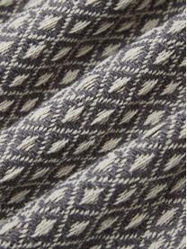 Plaid con pompon Lilano, 100% cotone, Beige, grigio, Larg. 130 x Lung. 150 cm