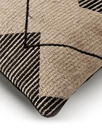 Copricuscino ricamato in juta con fantasia Lubna, Retro: 100% cotone, Beige, nero, Larg. 40 x Lung. 40 cm