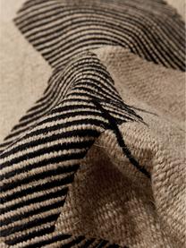 Vzorovaný jutový povlak na polštář s výšivkou Lubna, Béžová, černá, Š 40 cm, D 40 cm
