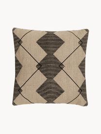 Housse de coussin 40x40 en jute Lubna, Beige, noir, larg. 40 x long. 40 cm