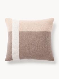 Kussenhoes Freya uit wolmix, 40% nylon, 30% Alapa, 30% polyacryl, Beige, taupe, wit, B 50 x H 50 cm