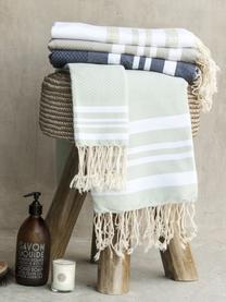 Lot de serviettes de bain légère Hamptons, 3 élém., Gris perle, blanc