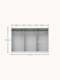 Armario modular Simone, 3 puertas correderas (300 cm), diferentes variantes, Estructura: tablero aglomerado revest, Madera, gris, Interior Basic (An 300 x Al 200 cm)