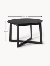 Rozkladací jedálenský stôl Bennet, 115 - 215 x 75 cm, Dubové drevo, čierna lakovaná, Š 115/215 x H 115 cm