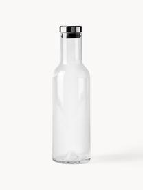 Botella con tapón Deluxe, 1 L, Vidrio soplado artesanalmente, silicona, Transparente, negro, 1 L