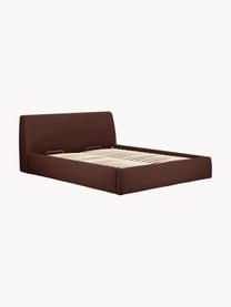 Cama tapizada Cloud, con espacio de almacenamiento, Tapizado: tejido finamente texturiz, Estructura: madera de pino maciza y m, Patas: madera pintada Este produ, Tejido rojo vino, An 140 x L 200 cm