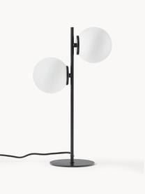 Stolní lampa z opálového skla Atlanta, Bílá, černá, Š 15 cm, V 45 cm