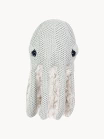 Cojín peluche artesanal Octopus, Parte superior: 50% algodón, 50% poliéste, Parte inferior: piel sintética (100% poli, Verde menta, blanco Off White, Ø 16 x Al 30 cm