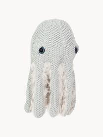 Cojín peluche artesanal Octopus, Parte superior: 50% algodón, 50% poliéste, Parte inferior: piel sintética (100% poli, Verde menta, blanco Off White, Ø 16 x Al 30 cm