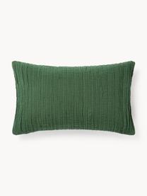 Housse de coussin en coton avec motif plissé Artemis, 99 % coton, 1 % polyester, Vert foncé, larg. 30 x long. 50 cm