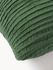 Funda de cojín de algodón con plisado Artemis, 99% algodón, 1% poliéster, Verde oscuro, An 30 x L 50 cm