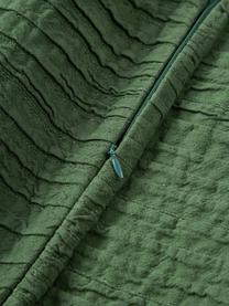 Geplooide katoenen kussenhoes Artemis, 99% katoen, 1% polyester, Donkergroen, B 30 x L 50 cm