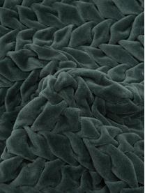 Samt-Kissen Smock in Blau-Grün mit geraffter Oberfläche, mit Inlett, Bezug: 100% Baumwollsamt, Blau-Grün, 30 x 50 cm