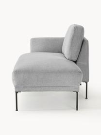 Chaise longue Fluente, Bekleding: 100% polyester Met 80.000, Frame: massief grenenhout, berke, Poten: metaal, gepoedercoat Dit , Geweven stof lichtgrijs, B 202 x D 85 cm, rugleuning links