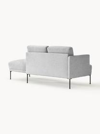 Chaise longue Fluente, Bekleding: 100% polyester Met 80.000, Frame: massief grenenhout, berke, Poten: metaal, gepoedercoat Dit , Geweven stof lichtgrijs, B 202 x D 85 cm, rugleuning links