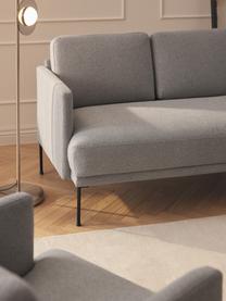 Chaise longue Fluente, Bekleding: 100% polyester Met 80.000, Frame: massief grenenhout, berke, Poten: metaal, gepoedercoat Dit , Geweven stof lichtgrijs, B 202 x D 85 cm, rugleuning links