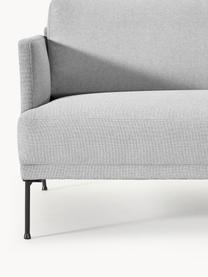 Chaise longue Fluente, Bekleding: 100% polyester Met 80.000, Frame: massief grenenhout, berke, Poten: metaal, gepoedercoat Dit , Geweven stof lichtgrijs, B 202 x D 85 cm, rugleuning links