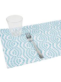 Waterafstotende placemats Starbone, 2 stuks, Polyester, Wit, blauw, 33 x 48 cm