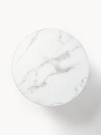 Mesa de centro Antigua, tablero de vidrio aspecto mármol, Tablero: vidrio estampado en efect, Estructura: metal, latón, Aspecto mármol blanco, dorado brillante, Ø 80 cm