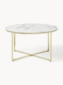 Table basse ronde look marbre Antigua, Blanc look marbre, doré, Ø 80 cm