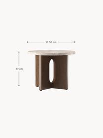 Mesa auxiliar Ibiza, tablero de arenisca, Tablero: arenisca, Estructura: madera de roble, Arenisca, madera de roble oscura, Ø 50 x Al 39 cm