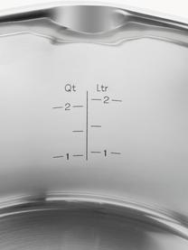 Kochtöpfe Simplify aus Edelstahl, 4er-Set, Deckel: Glas, Edelstahl, Silikon, Silberfarben, Set mit verschiedenen Größen