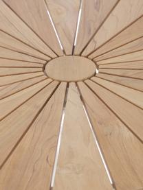 Mesa redonda para exterior Hard & Ellen, tablero de madera de teca, Tablero: madera de teca lijada, Estructura: aluminio con pintura en p, Madera de teca, blanco, Ø 80 x Al 72 cm