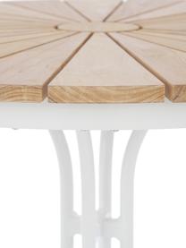 Ronde balkontafel Hard & Ellen met teakhouten tafelblad, Tafelblad: teakhout, gepolijst, Teakhout, wit, Ø 80 x H 72 cm
