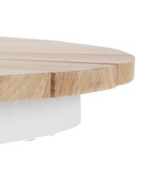 Ronde balkontafel Hard & Ellen met teakhouten tafelblad, Tafelblad: teakhout, gepolijst, Teakhout, wit, Ø 80 x H 72 cm