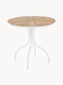 Table de jardin ronde en bois Ellen, Bois de teck, blanc, Ø 80 x haut. 72 cm