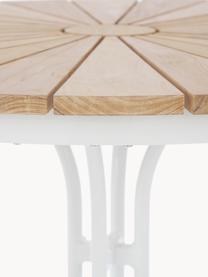 Table de jardin ronde en bois Ellen, Bois de teck, blanc, Ø 80 x haut. 72 cm