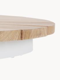 Runder Balkontisch Hard & Ellen mit Teakholzplatte, Tischplatte: Teakholz, geschliffen, Teakholz, Weiß, Ø 80 x H 72 cm