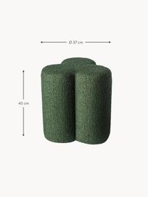 Bouclé poef Clover, Bekleding: bouclé (97 % Polyester, 3, Frame: hout, Bouclé donkergroen, Ø 37 x H 45 cm