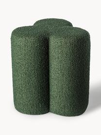 Pouf in bouclé Clover, Rivestimento: bouclé (97% poliestere, 3, Struttura: legno, Bouclé verde scuro, Ø 37 x Alt. 45 cm